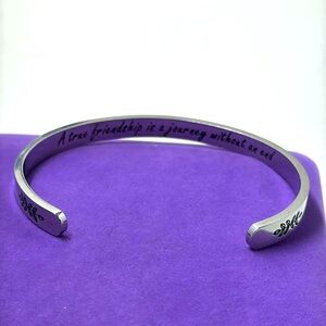 💛 Silvertone Friendship, Cuff Bracelet